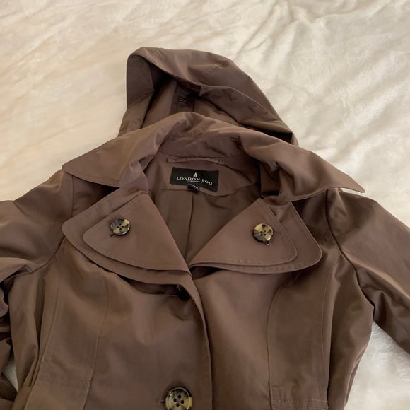 London Fog Brown Trench Coat with Detachable Hood Size S - Picture 4 of 16